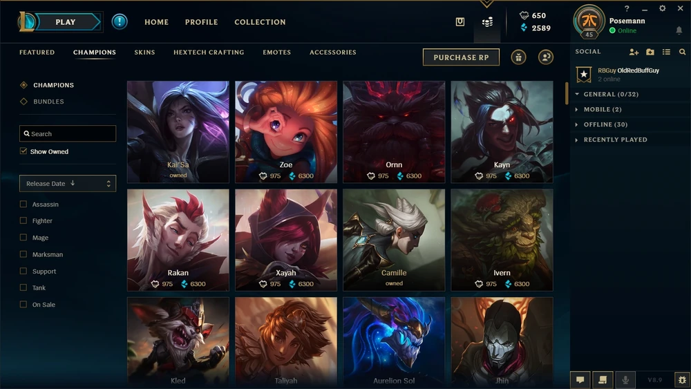 LoL in-game store champion page